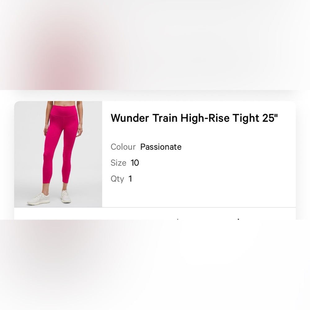 NWT Lululemon Wunder Train 25” Size 10 Passionate Pink